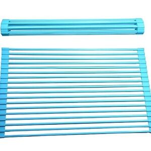 Kraus 20.5 inch Over Sink Roll Up Silicone Dish Drying Rack in Blue